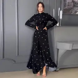 2024 Long Evening Dress for Women Elegant Female Dresses for Prom Mature Lady's Designer Printed Vestidos Feminine Partywear