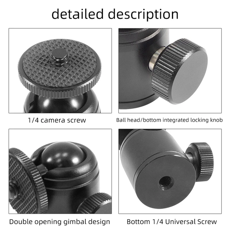 알루미늄 합금 미니 편리한 구형 헤드, 360 도 회전 삼각대, 비디오 파노라마 헤드, 사진 액세서리