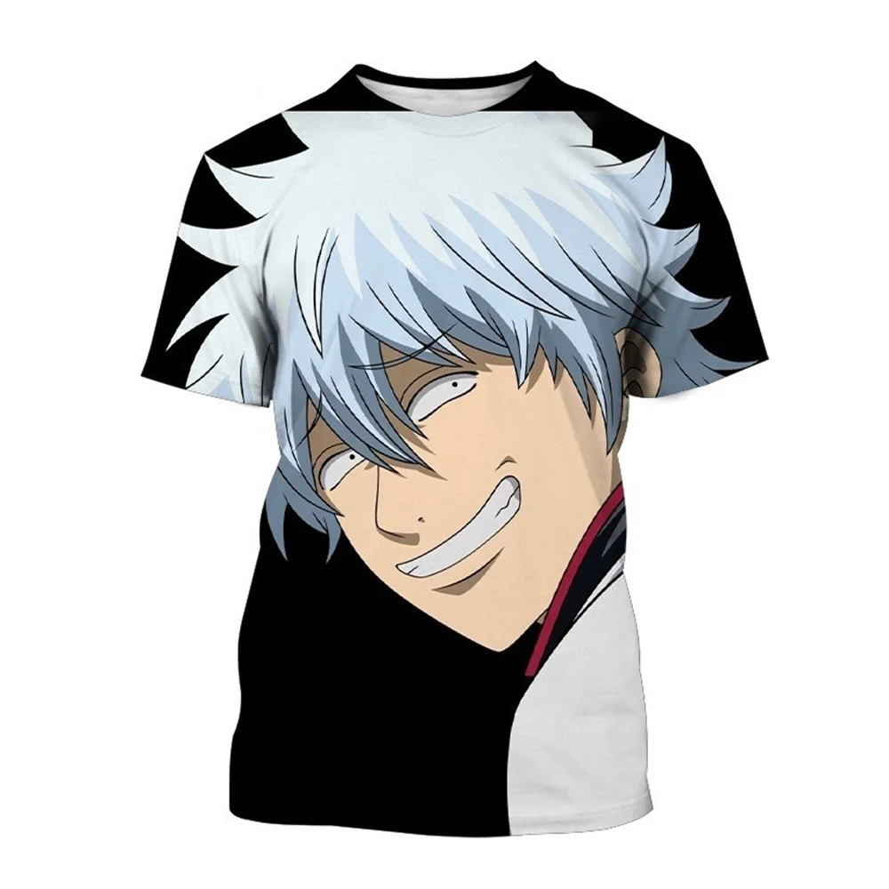 Verano Gintama Anime Caliente 3D Popular Camiseta Handsome boy crew neck T-shirt