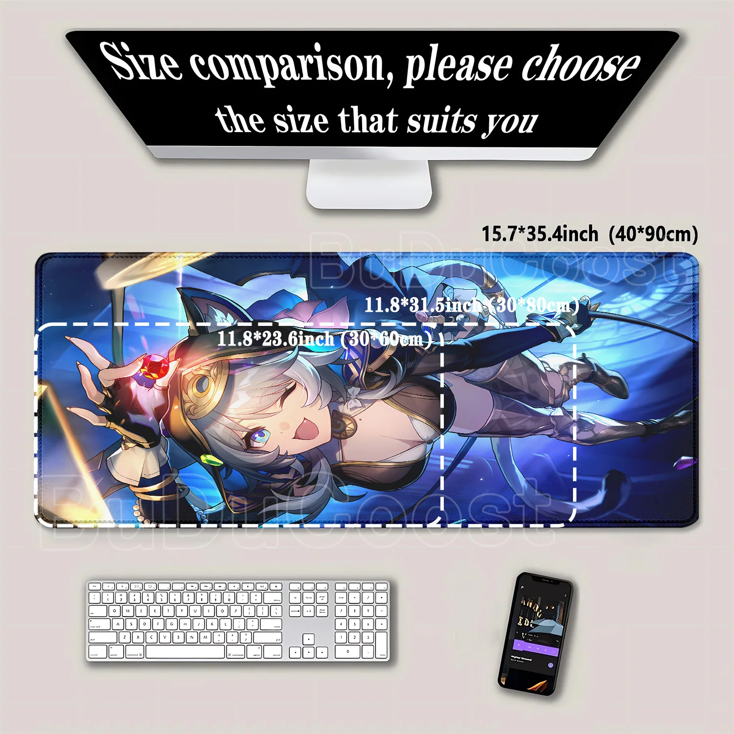 Honkai Star Rail Cipher Mouse Pad مكاتب ألعاب الكمبيوتر المحمول ملحقات لوحة المفاتيح Kawaii حصيرة مكتبية مثير أنيمي القط فتاة teclado ماوس