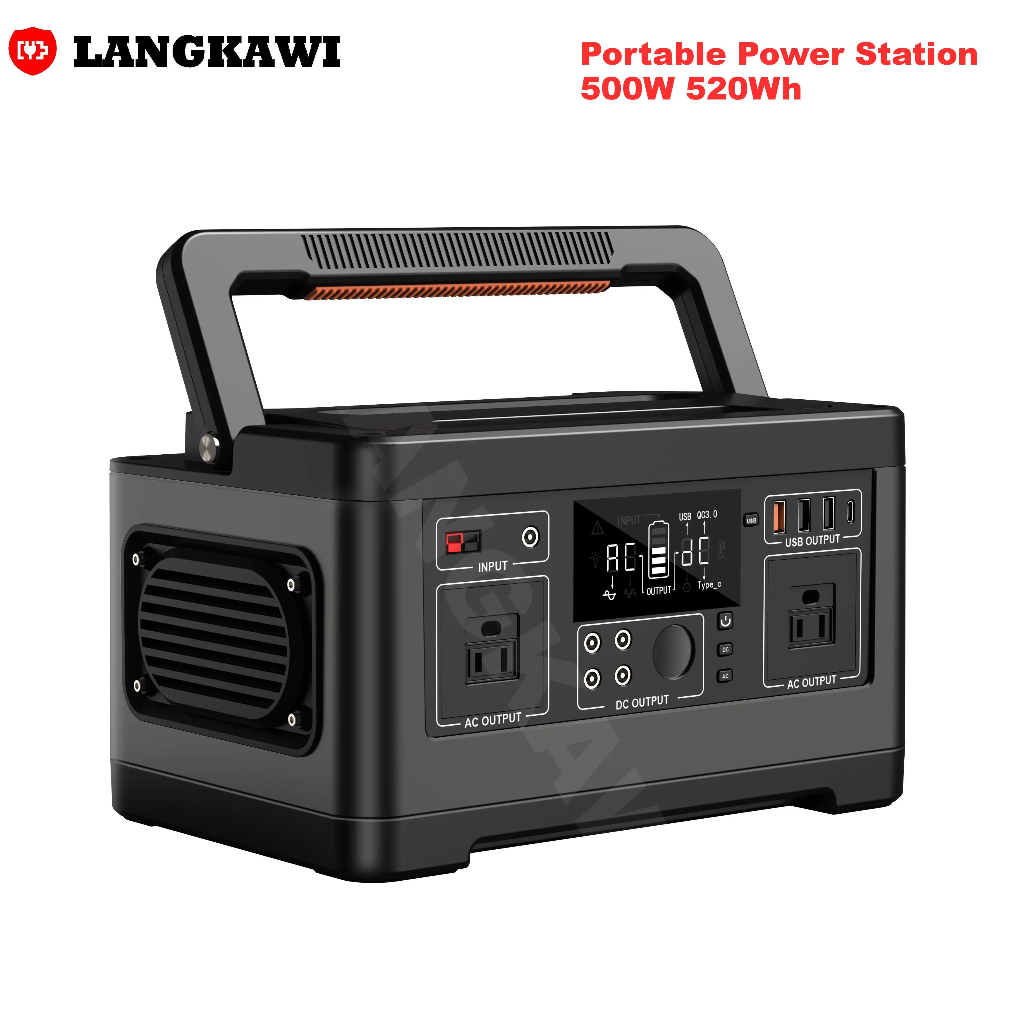 

500W 520Wh Portable Power Station Solar Generator,NMC Battery Power Supply AC Outlet for Camping Outdoor Home RV Emergency