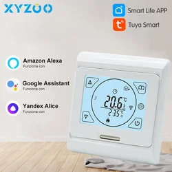 Pantalla táctil inteligente Tuya WiFi para calefacción de suelo eléctrico, control remoto de temperatura de caldera de agua/Gas, Alexa y Google