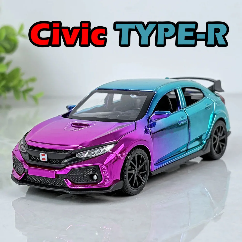 

Масштабная модель автомобиля Honda Civic TYPE-R Accord 1:32, литая под давлением, с открывающимися дверями, светом, музыкой, инерционным механизмом, сюрприз, модный подарок