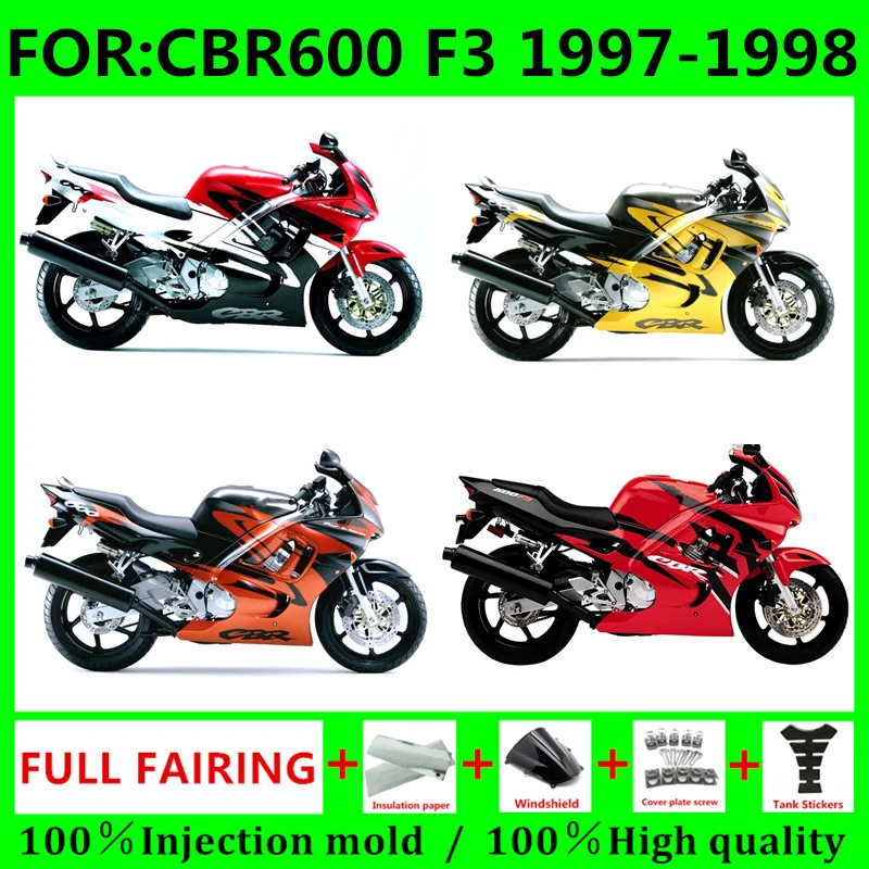 

NEW ABS Motorcycle Whole Fairings kit fit for CBR600 F3 CBR 600 F3 97 98 CBR600F3 1997 1998 bodywork full Fairing kits