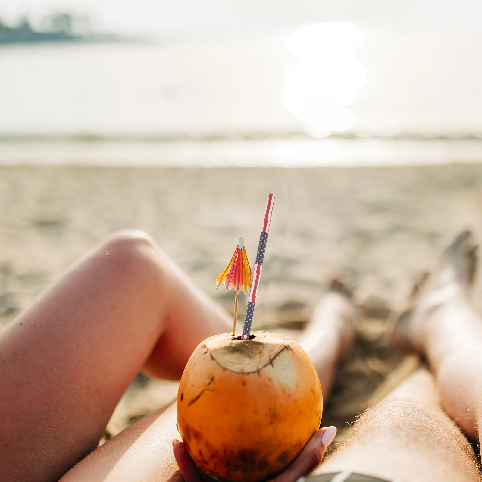 

50pcs Flag Print Paper Straws Biodegradable Food Safe For 4Th Of July Party Decorations Independence Day Usa Decoration Drinking