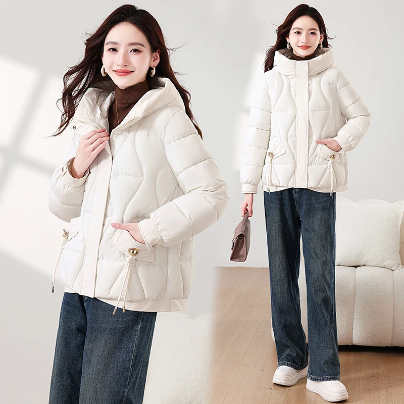 

Women's Hooded Thiened Winter Cotton Jaet ort Padded Coat Warm Slimming Faionable down Cotton Puffer Zipper Closure