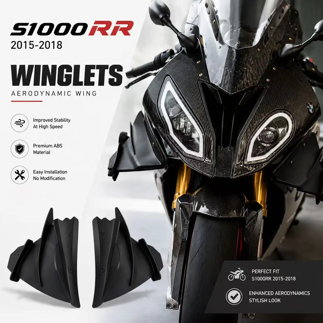 For BMW S1000RR S1000 RR Carbon Fiber Motorcycle Accessories Fairing Side Spoiler MotoGP Same Fixed Wing Wind Blade 2015-2018