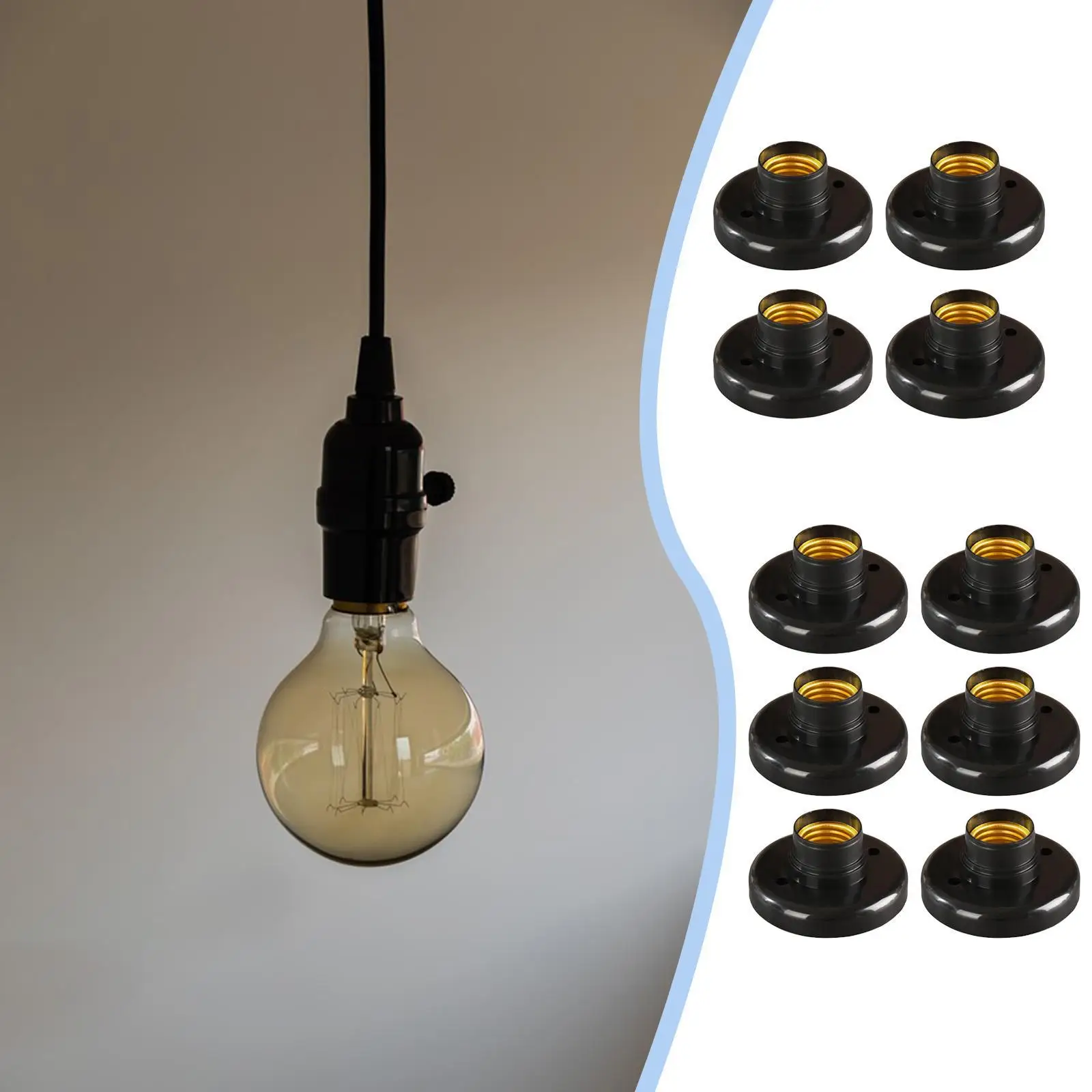 E27 Lamp Sockets Replacement Screw Base LED Bulb for Bedroom Garage Office