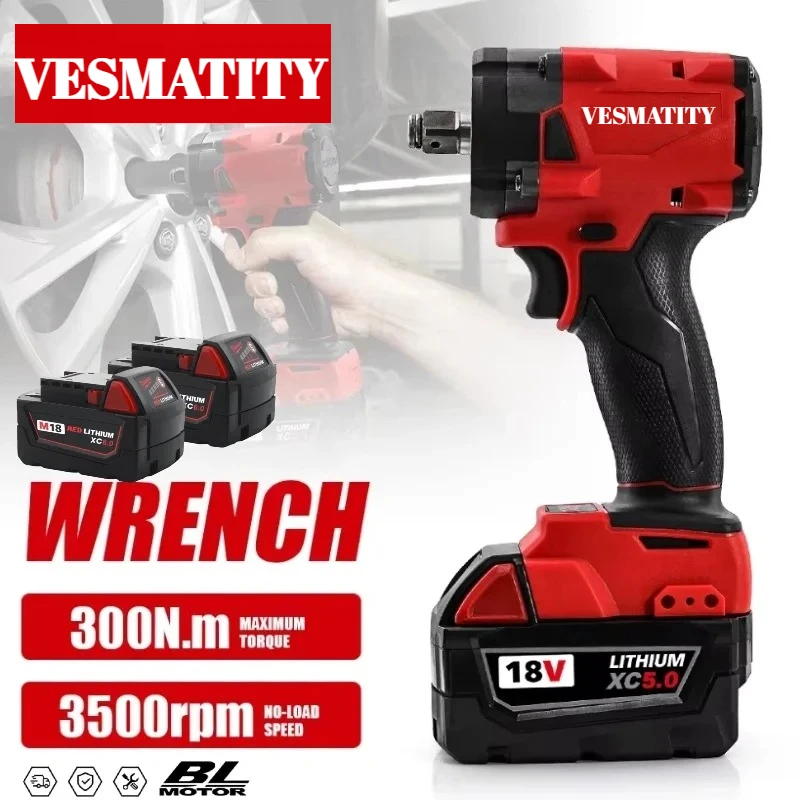 Cordless 1/2 Electric Wrench Car Truck Repair Screwdriver Impact Drill Rechargable Fit Milwaukee  Battery