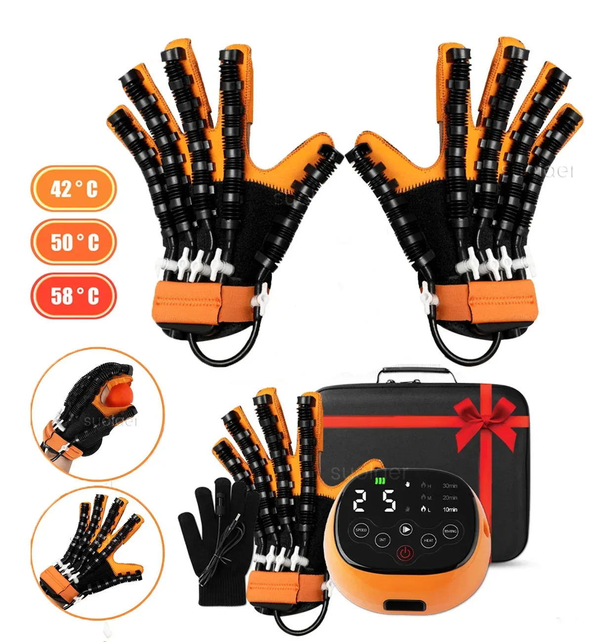 Rehabilitation Robot Gloves Hemiplegia Stroke Heated Physiotherapy Training Device Finger & Hand Function Workout Recovery Tool