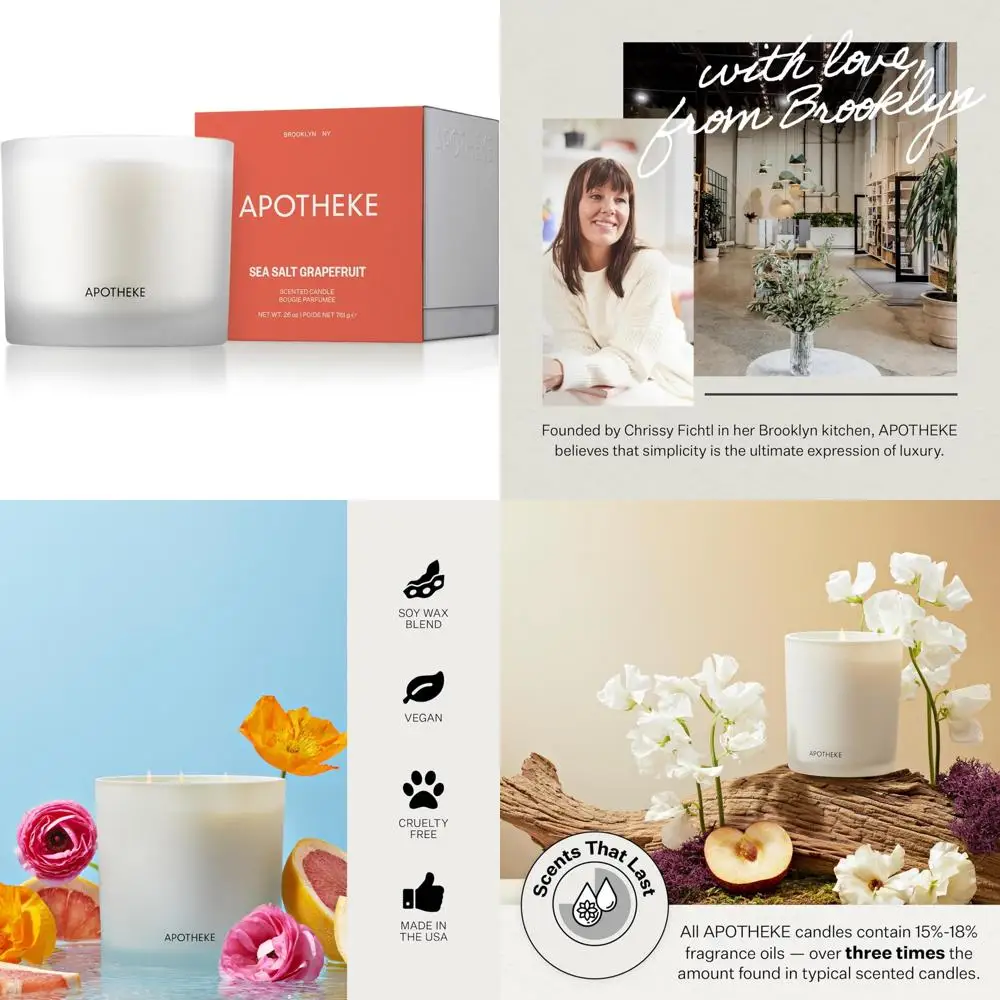 Velas perfumadas para el hogar, sal marina, pomelo, tarro de cera de soja de 26 oz, regalo para mujeres, fragancia duradera, vela de aromaterapia