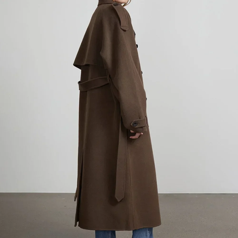 الخريف الربيع ملابس خارجية غير رسمية معطف ربيع الخريف 132 سنتيمتر ، M 133 سنتيمتر ، L 134 سنتيمتر النساء معاطف البني معطف فضفاض ملابس يومية
