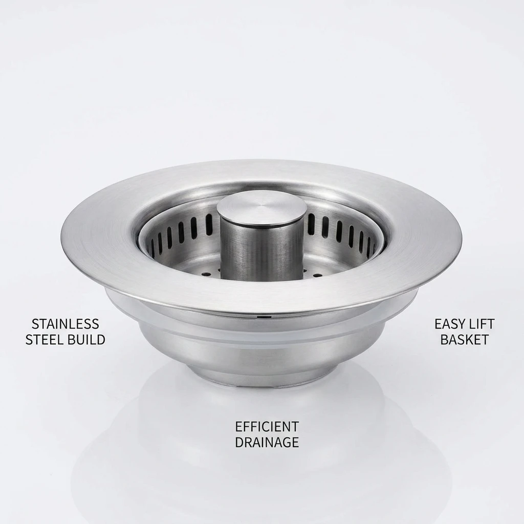 3-in-1 Sink Strainer Pop-Up Stopper with Anti-Clog Basket And Odor Filter Kitchen Sink Drain with Basket Strainer And Stopper