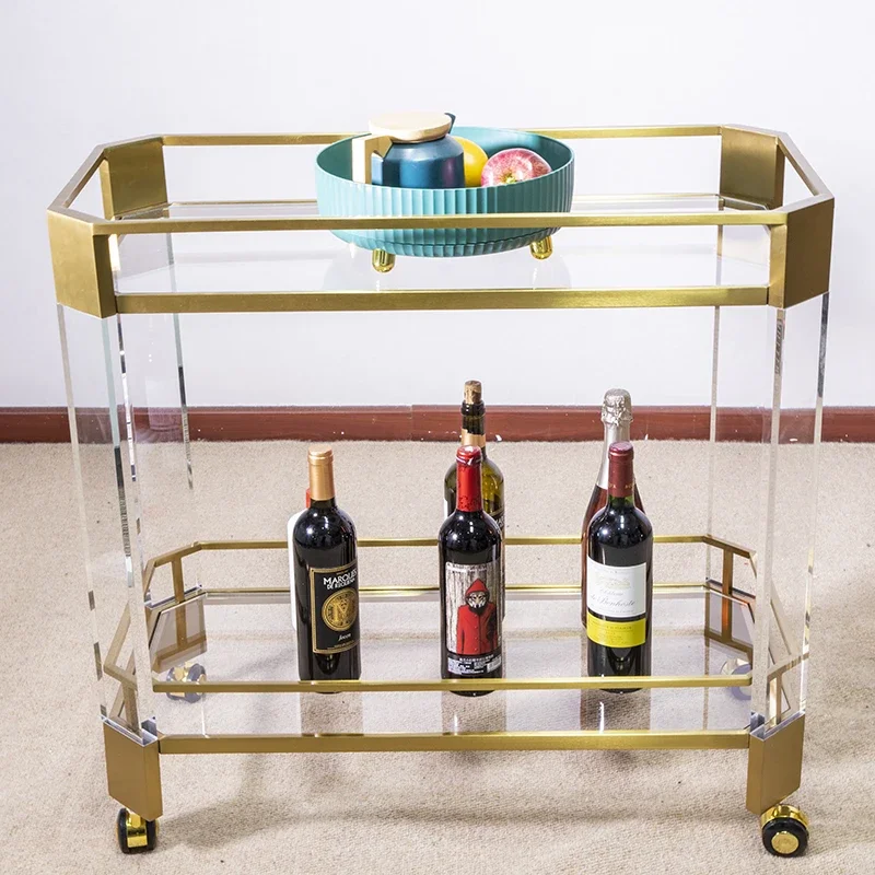 

Hotel Room Service Tea Kitchen Hospital Food Acrylic Trolley Modern Clear 2 Layers Serving Acrylic Cart Hotel Trolley