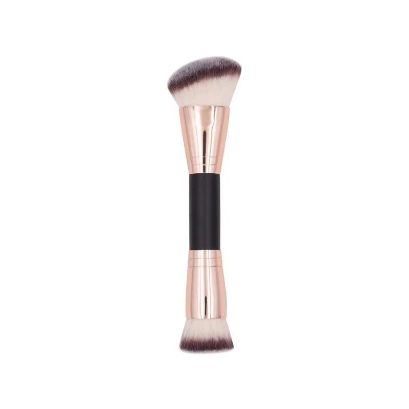 1pc Pennelli per trucco professionale a doppia testa 2 in1 Pennello per fondotinta viso Pennello per trucco di bellezza multifunzionale Belleza
