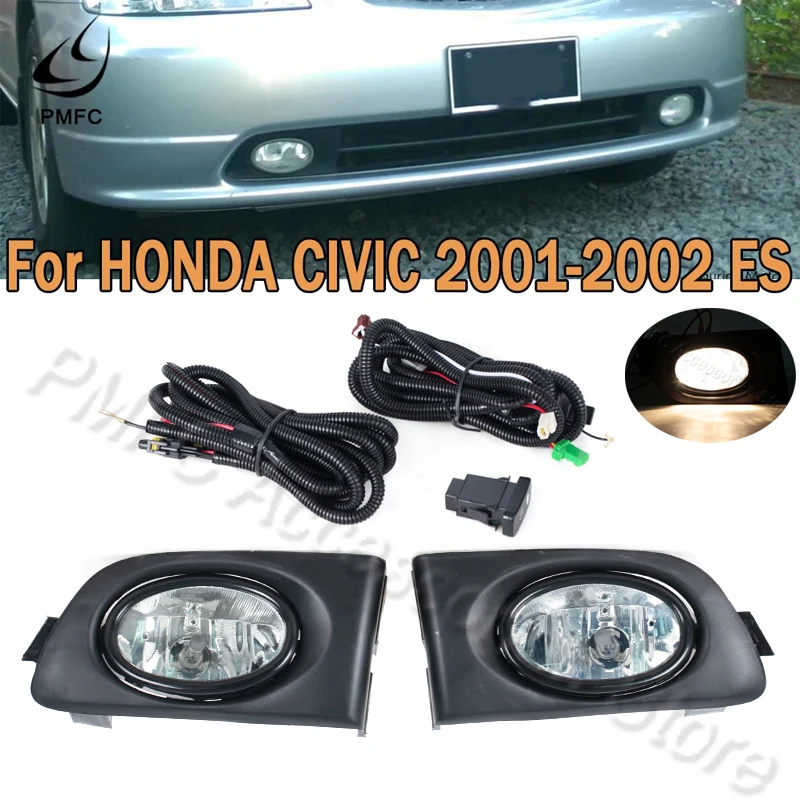 

PMFC 1 пара противотумансветильник для переднего бампера автомобиля HONDA Civic 2001-2002 ES с набором проволочных переключателей ламп противотуманных галогенных фар 33951-S5A-W01