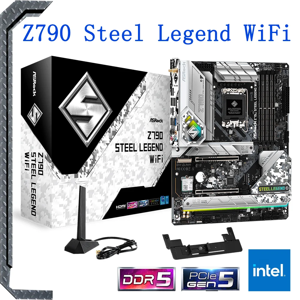 Intel Z790 ASRock Motherboard Z790 STEEL LEGEND WIFI New ATX Mainboard LGA 1700 Support 12th 13th Intel core CPU 128GB DDR5 M.2