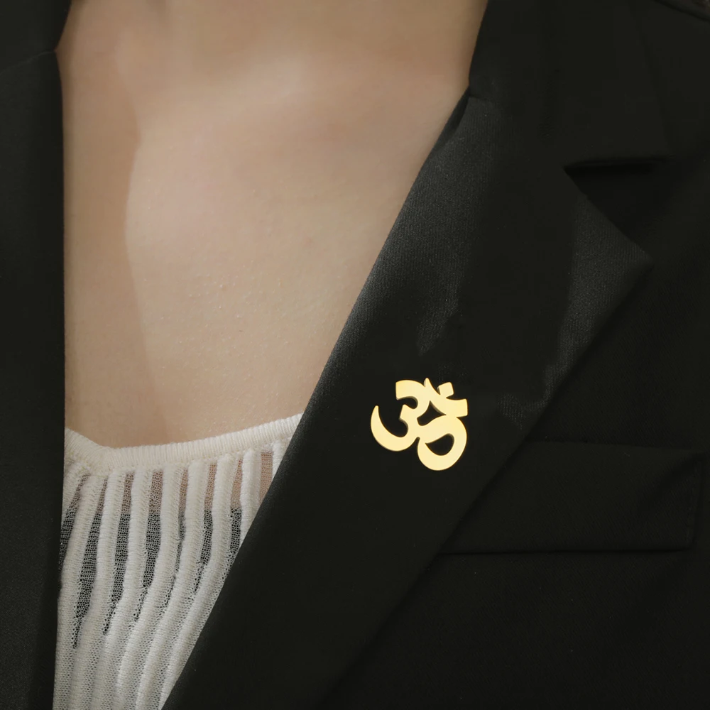 Dawapara Sanskrit Symbol Om Aum Ohm Brosche Yoga Schmuck Hindu Spirituelles Amulett Edelstahl Anstecknadeln – Detail 4
