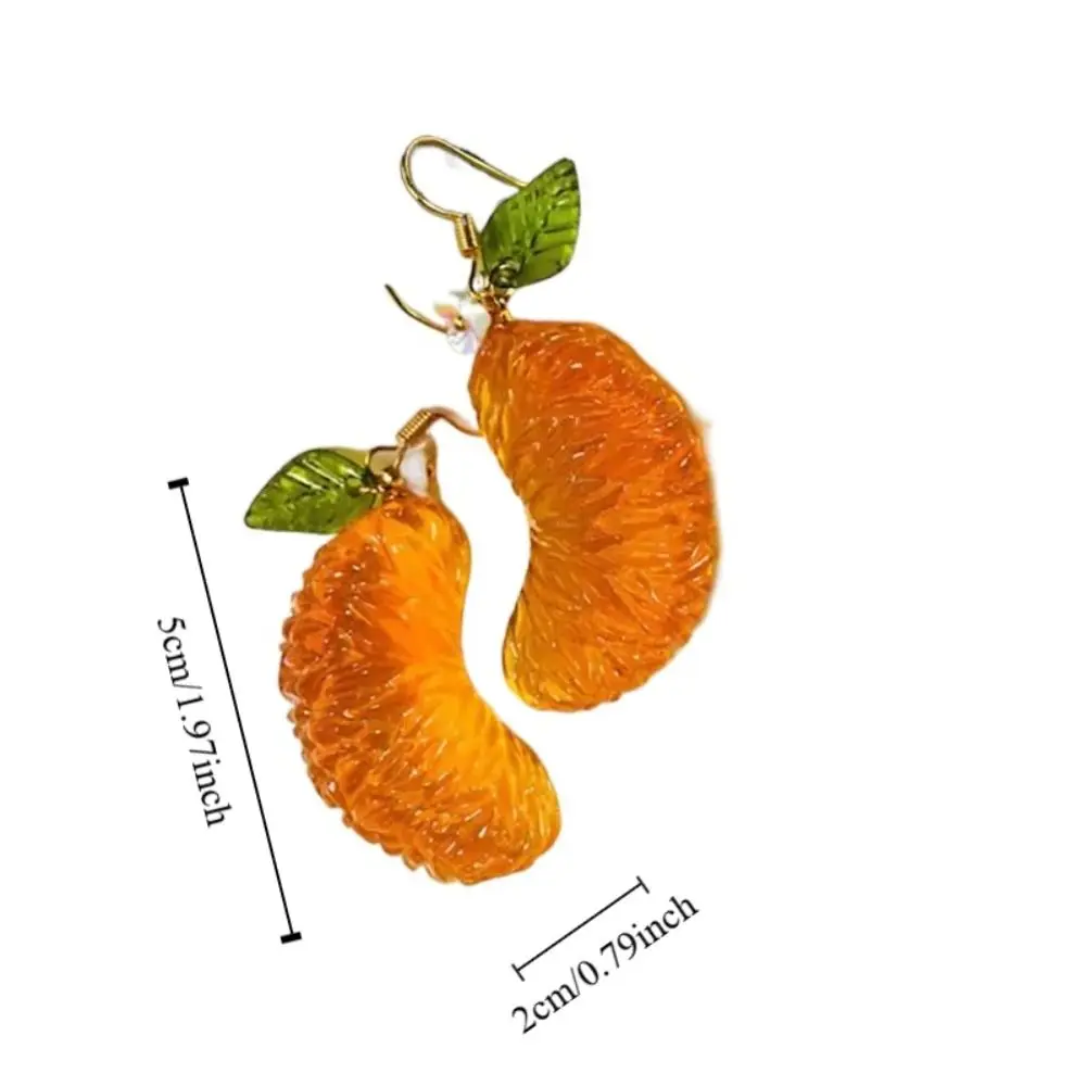 Simulated Fruits Orange Sliced Earrings Leaf Korean Style Fruit Ear Jewelry Fresh Elegant Y2K Handmade Earrings Girls Gift