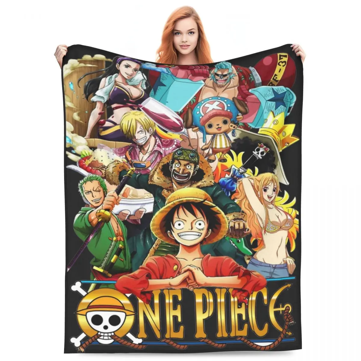 Straw Hat Crew O-One P-Piece Blanket Quality Warm Soft Throw Blanket Winter Airplane Travel Living Room Novelty Bedspread