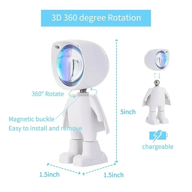 LED Spaceman Sunset Lamp astronauta Sunset Lamp Rainbow Projection Night Light con 360 rotazione rete luce a pagamento