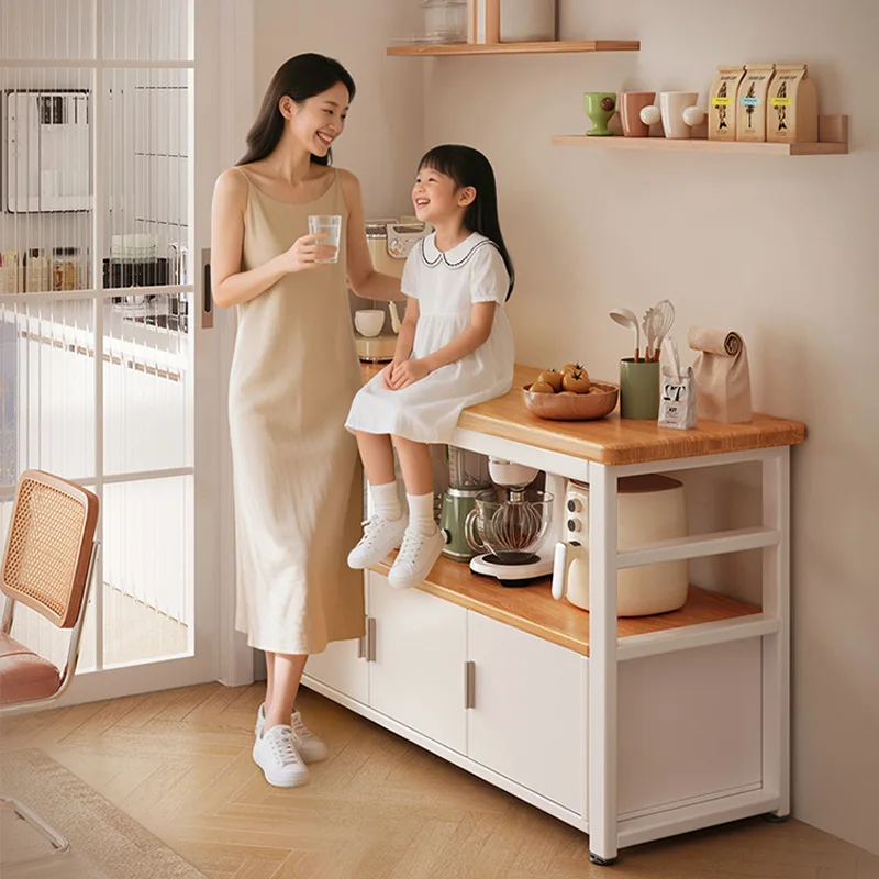 

Customizable kitchen shelfMultifunctional sideboard, solid wood wall-facing table, workbench, microwave oven, household sideboar