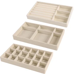 3 pcs Beige Jewelry Organizer Velvet Jewelry Storage Tray Display Ring Bracelet Necklace Storage Box Showcase Drawer