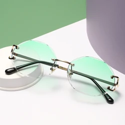 Metal leg round cut rimmed glasses Fashion commuter all-match women's colored sunglasses Travel photo sunglasses