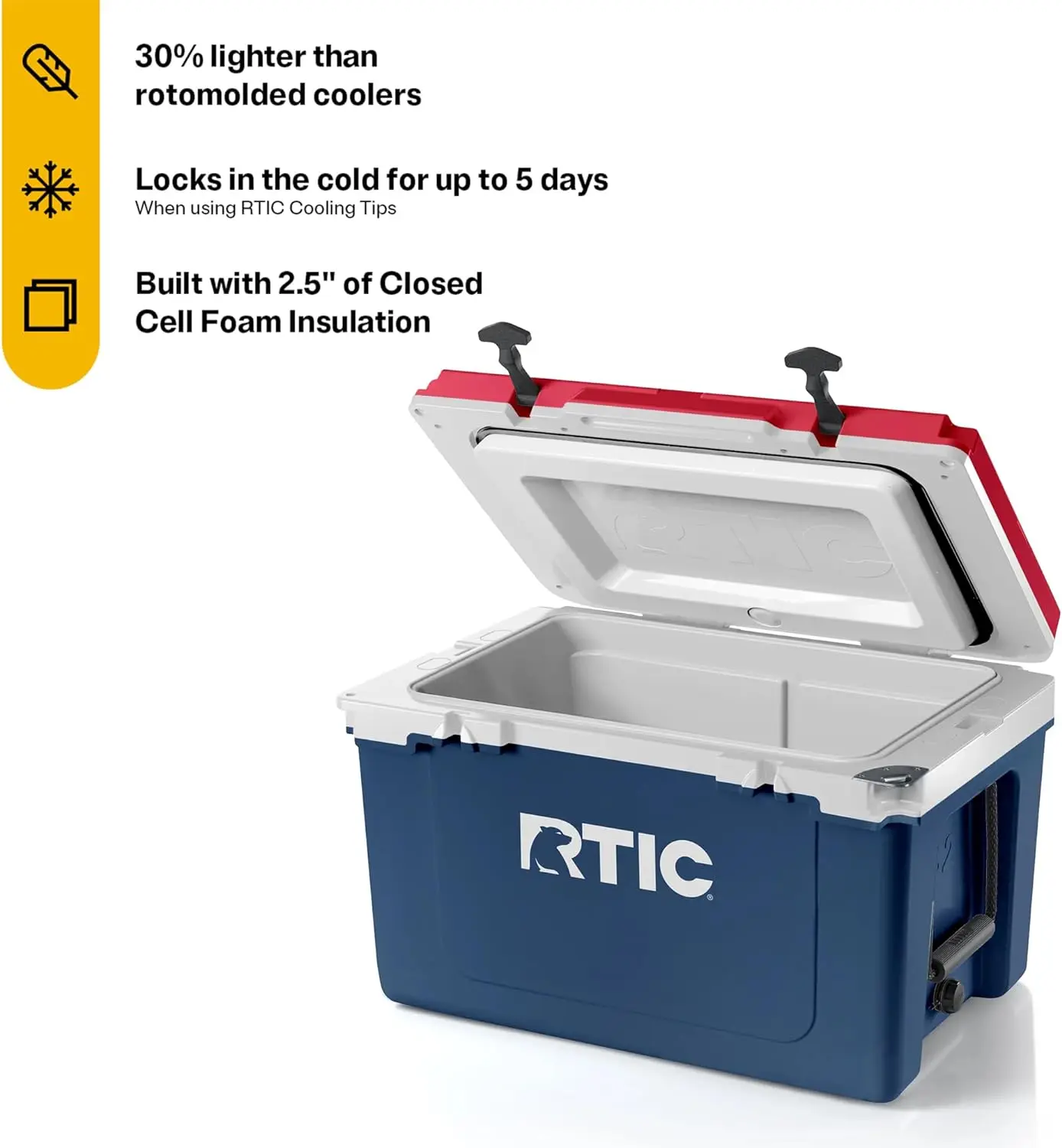 RTIC Ultra-Light 32 Quart Hard Cooler Insulated Portable Ice Chest Box for Drink, Beverage, Beach, Camping, Picnic, Fishing