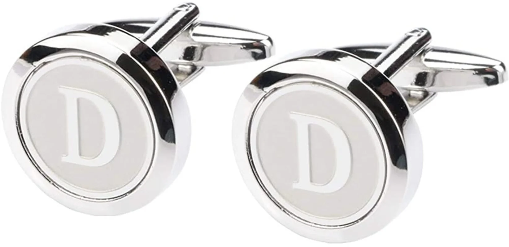 Personality Mens Classic Stainless Steel Initial Cufflinks 26 Alphabet Initial Letter Cufflinks Business Wedding Shirts A-Z Gift