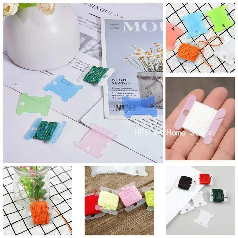 20pcs/lot Plastic Bobbins Sewing Thread Organizer Holder Embroidery Floss Storage Card DIY Craft Cross Stitch Sewing Accessories