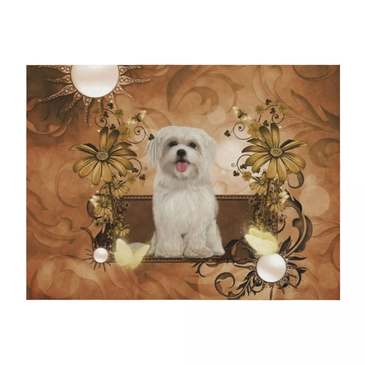 

Cute maltese puppy Throw Blanket Retros for babies Bed Flannels Blankets