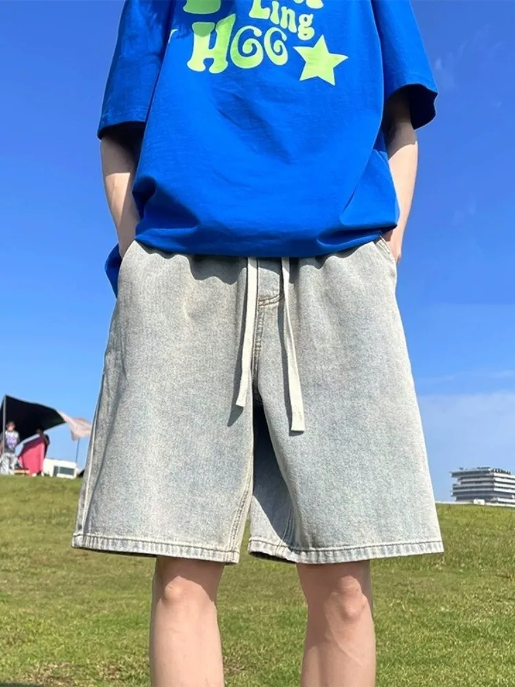 

Летние тонкие повседневные свободные мужские джинсовые шорты с эффектом потертости в винтажном стиле Cityboy, молодежные дышащие удобные шорты-бермуды