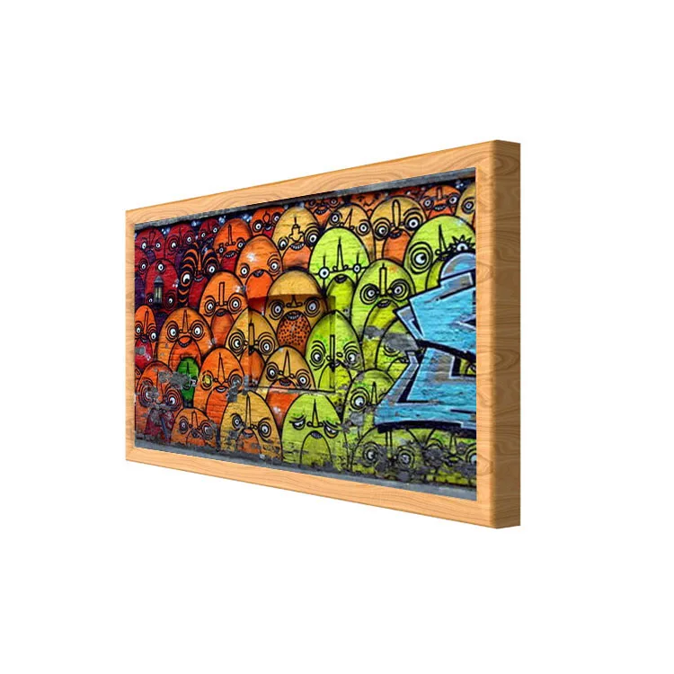 

21.5 Inch Wood Digital Photo Frame Wifi Smart Electronic Picture Art Display With Custom Painting For Exhibition Wall Decor