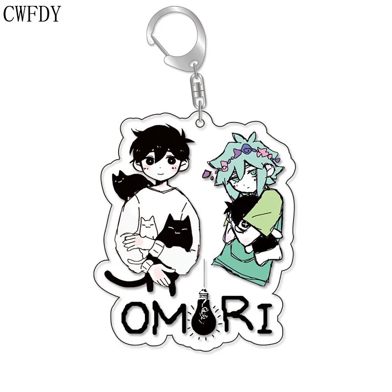 Game Omori Pixel Figure Acrylic Keychain For Accessories Basil Kel Sunny Pendant Keyring Car Bag Jewelry Student Christmas Gifts