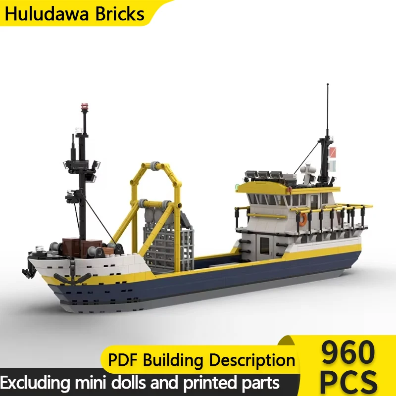 Industrial Ships Model MOC Building Bricks Fish For Shellfish Dredge Modular Technology Gifts Holiday Assemble Children Toy Suit