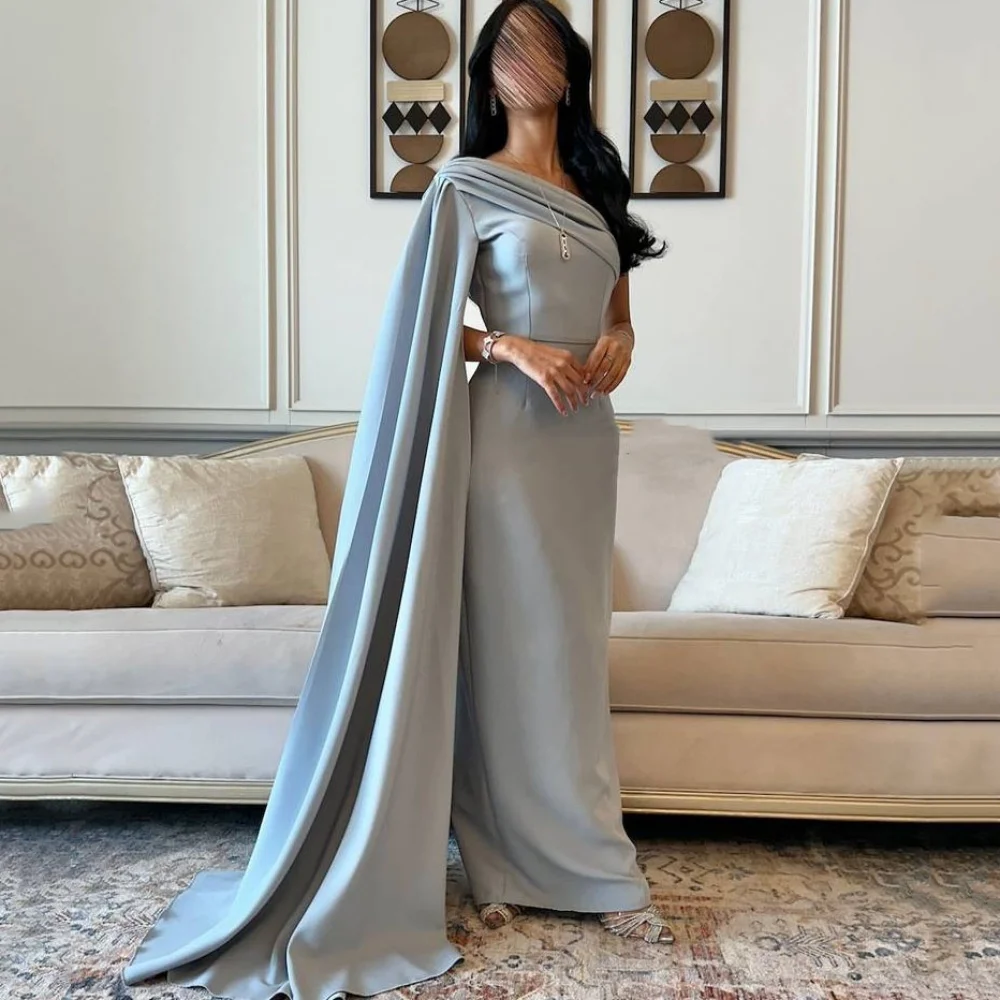 

Customized Prom Dresses Simple Elegant Evening Dress Sheath One Shoulder Party Gowns New Floor Length Vestidos De Novia