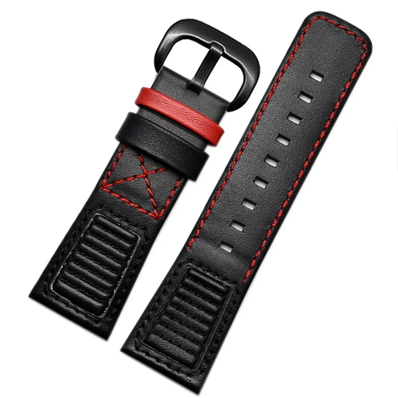 28mm Genuine Leather Black White Orange Red Blue Stitches Wrist Watchband Band Loops For SevenFriday Strap P1 P2 P3 Series Bucke