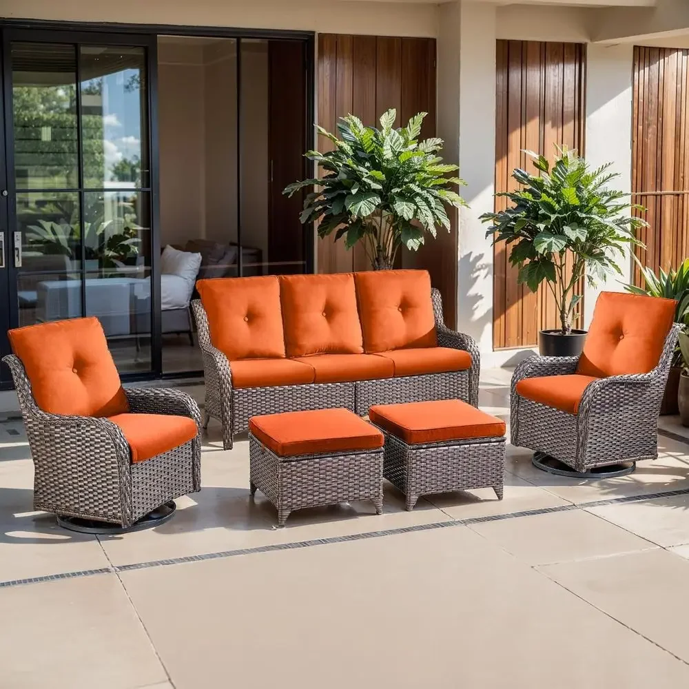 Thick Outdoor Cushion Set - 22x24 Inch, Resistant, Removable, Orange