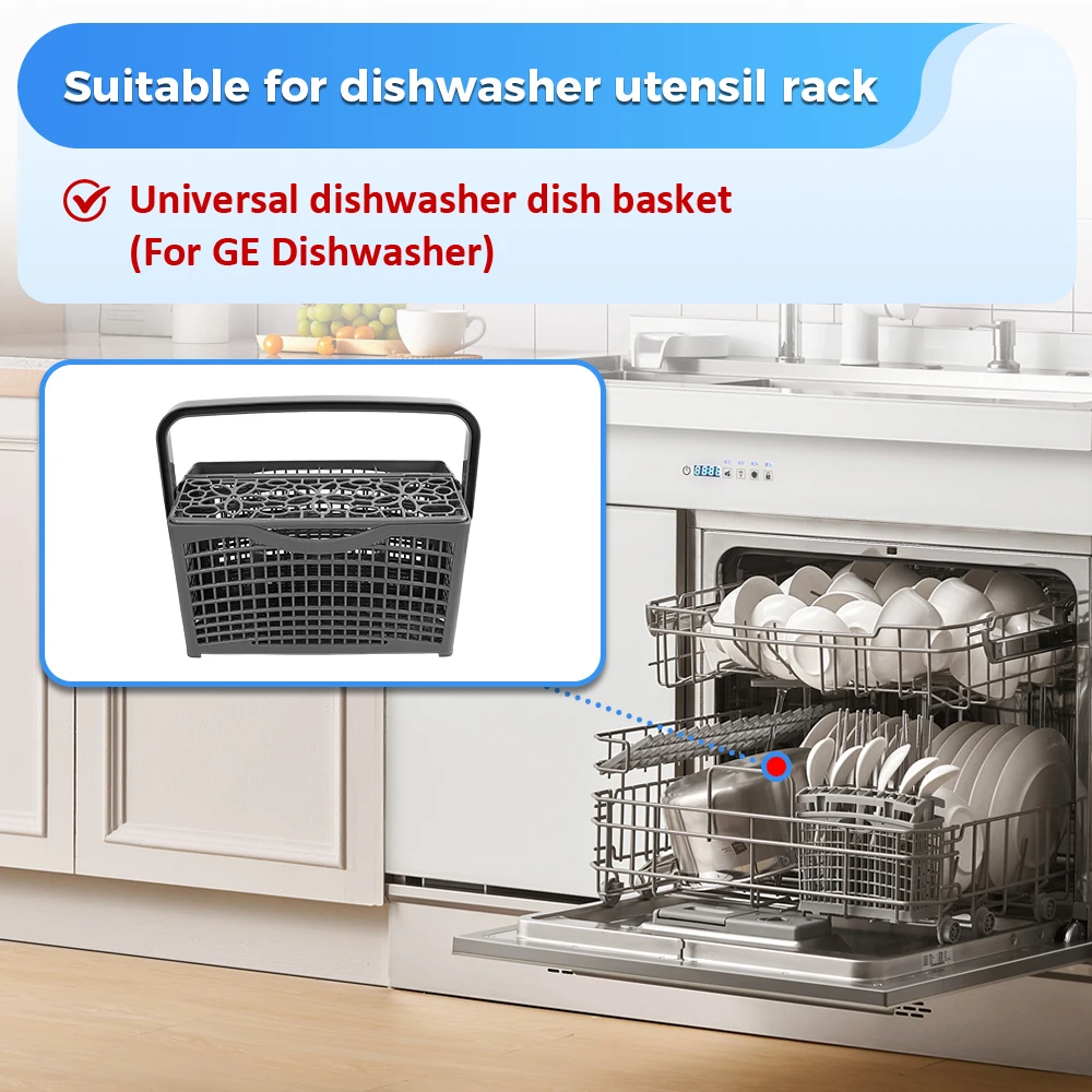 سلة أدوات فضية لغسالة الأطباق العالمية لرف تخزين سكاكين Bosch/Maytag/Kenmore/Whirlpool/LG/Samsung/Kitchenaid، GE