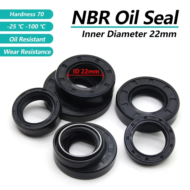 2/5/10pcs ID 22mm NBR Framework Oil Seal TC-22*32/35/38/40/42/45/47/48/50/52*5/7/8/10mm Nitrile Rubber Sealing Ring Gasket