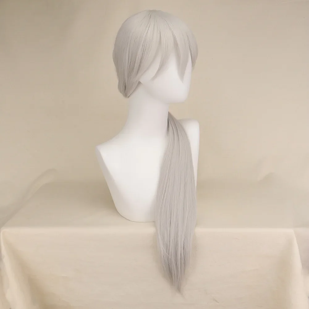 Anime Chainsaw Man Quanxi Long Silver Wig for Adult Halloween Costume Party Hair Wig Sliver white
