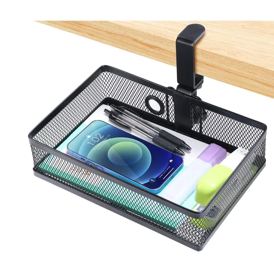 

Under Desk Storage Organizer, Clamp on Drawer Basket, Hanging Storage, Mount Tray, Suitable for Multiple Scenes Black