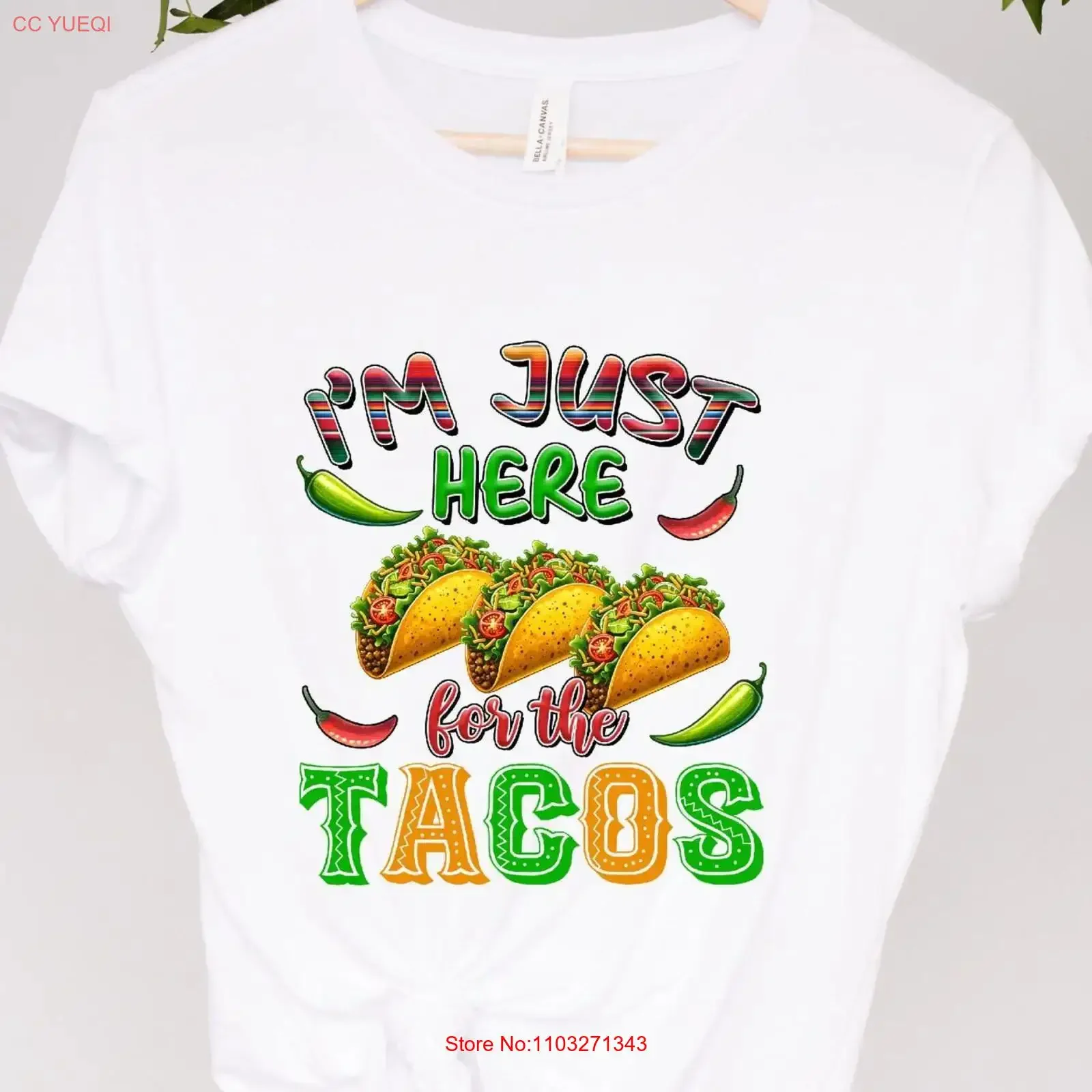 Camiseta divertida con la frase 'I'm Just Here For The Tacos' para el Cinco de Mayo, festival mexicano de tacos, estilo vintage lavado, para uso diario, elegante.