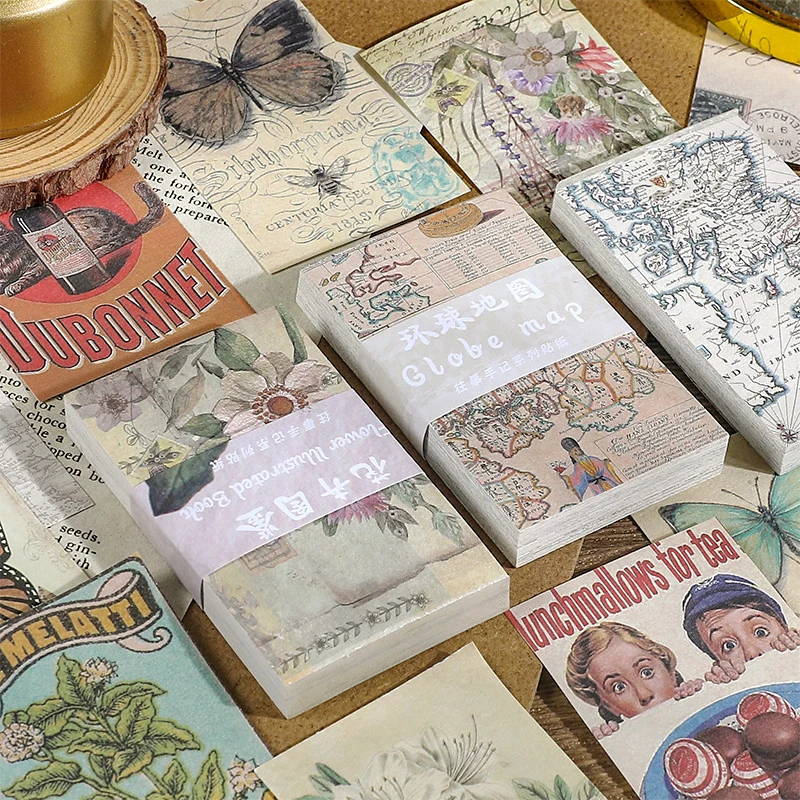 Mixed Pattern Vintage Scrapbook Paper 60 Sheets Retro Decor Paper  DIY Handmade Album Scrapbooking Decor Paper Supplies