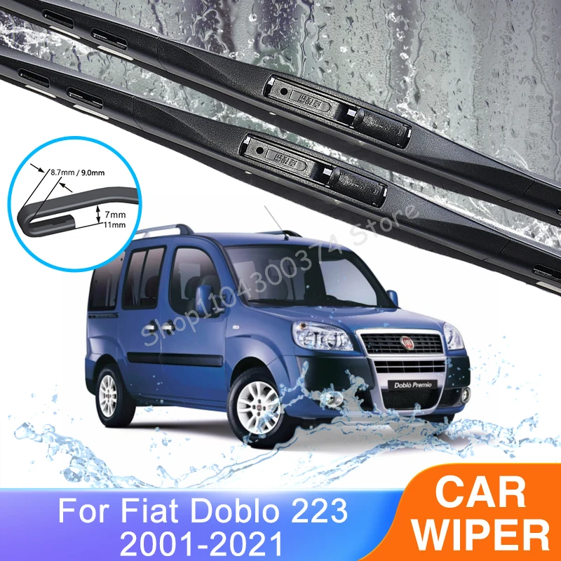 

For Fiat Doblo 223 Panorama Classic 2001~2021 Frameless Wiper Blades Cutter Windshield Windscreen Cleaning Brushes U J Hook Arm