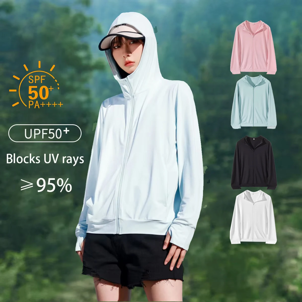 

Унисекс уличная солнцезащитная куртка Upf 50+ дышащая женская ветровка из ледяного шелка однотонная быстросохнущая куртка с капюшоном