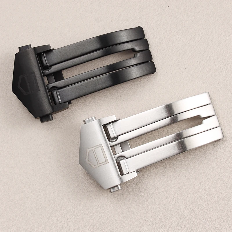 

New 18mm Stainless Steel Solid Folding Buckle For TAG Heuer Metal Strap Buckle Silicone Leather Double Button Clasp Accessories