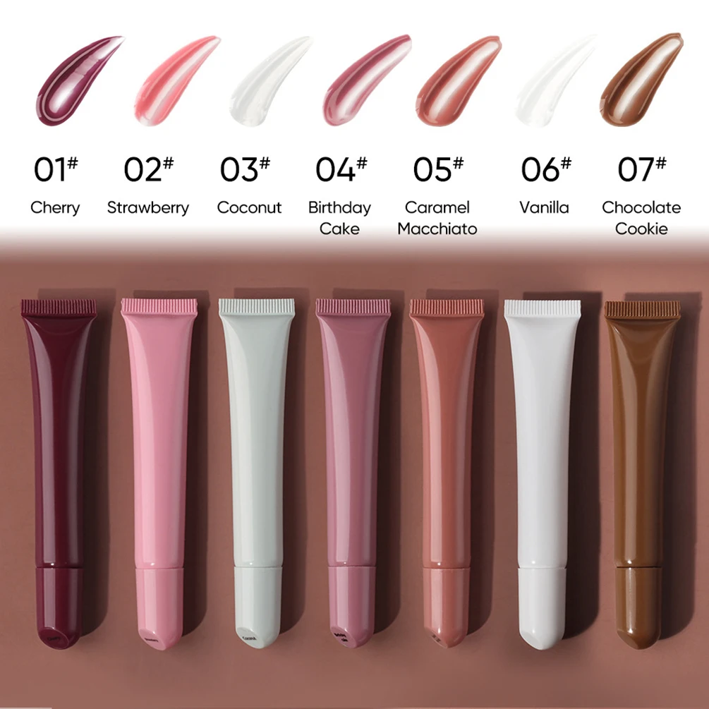 10ml Lip Balm Vegan Custom Logo Soft Tube Polypeptide Colored Super Moisturizing Gel Lip-care Private Label Makeup Wholesale