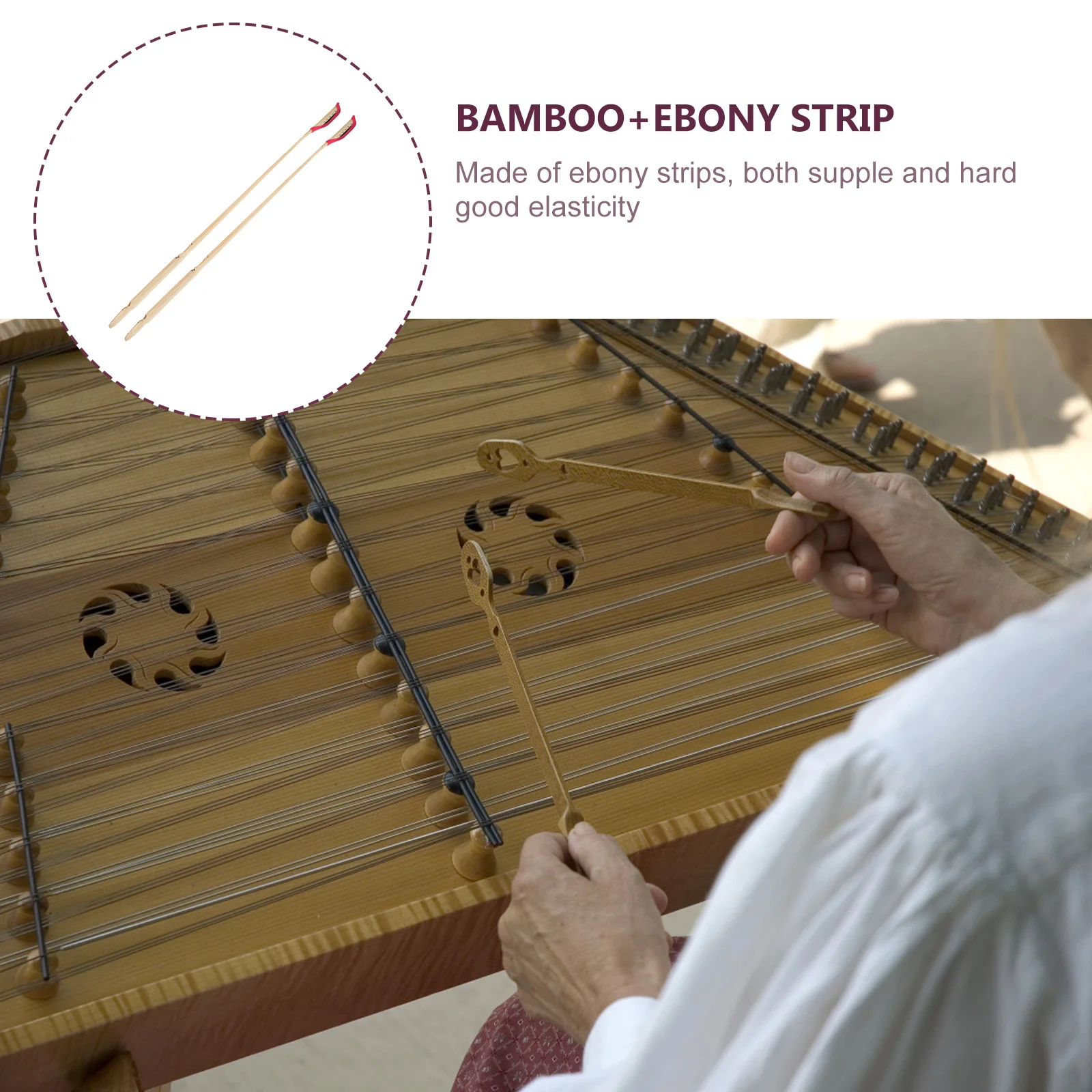 

2Pcs Ebony Yangqin Bamboo Dulcimer Supplies Hard Supple Elastic Professional Musical Instrument Skewer Accessories